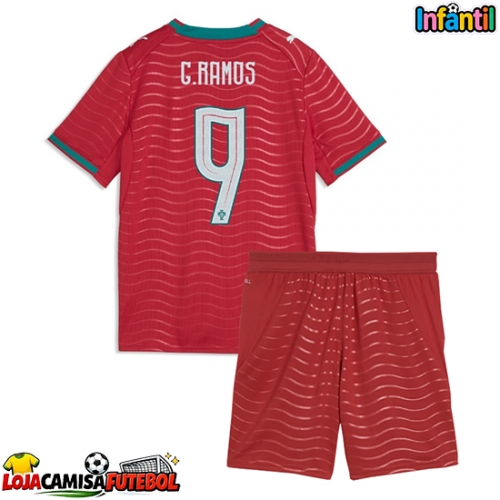 Camisa de Futebol Portugal Goncalo Ramos #9 Equipamento Principal Infantil Mundo 2026 Manga Curta (+ Calças curtas)